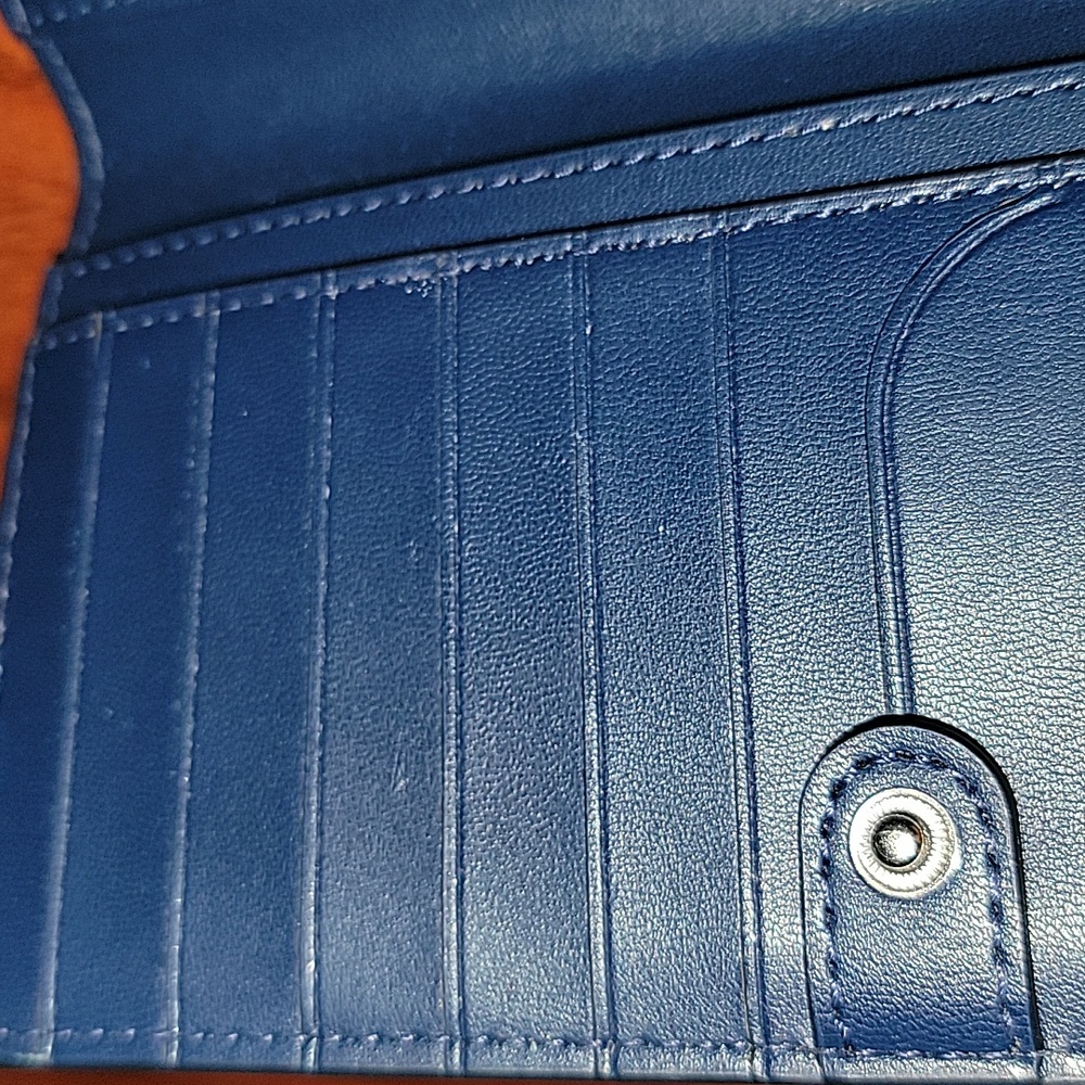 Kate Spade Cameron Lavender Mist/Petrol Blue Leather Large Slim Bifold Wallet - Picture 6 of 8